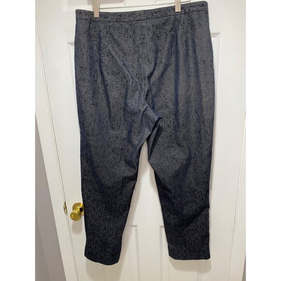 Real Clothes Women's 16 Dark Blue Denim Textured Velvet Jacquard Print Pants - Picture 2 of 3